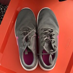 Nike Women's Gray and Pink Sneakers